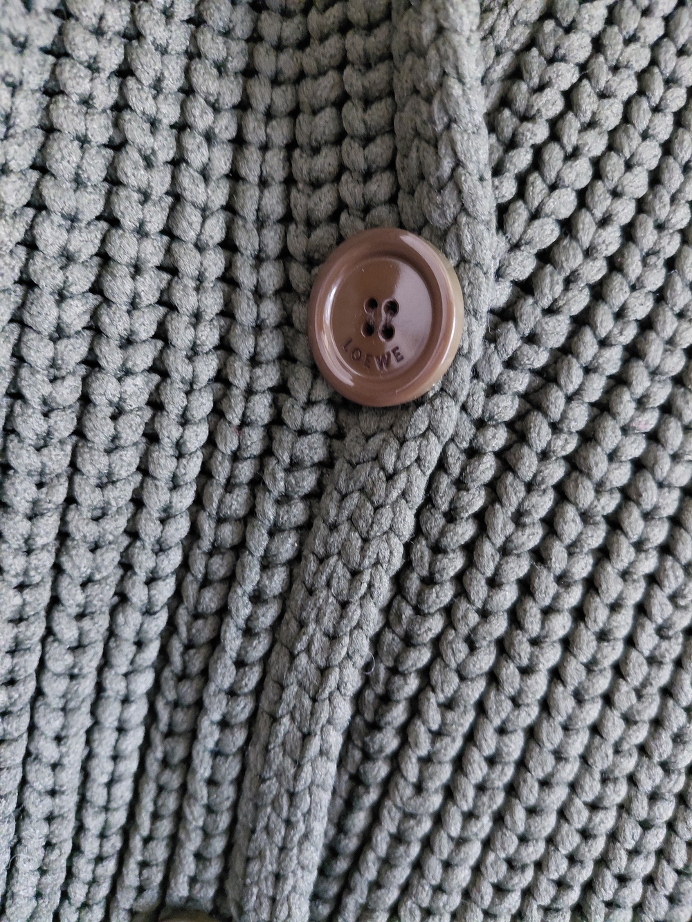 LOEWE Olive Green Chunky Knit Women's Sweater Cardigan